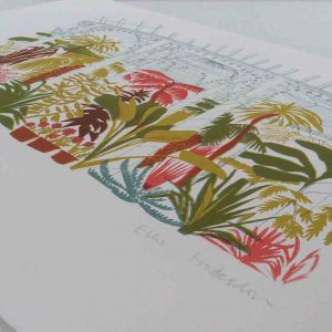 botanic gardens, glasgow, plants, greenhouse, tropical, screen print, limited edition, hand pulled, east end press