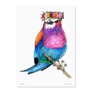 Lilac Breasted Roller in a Floral Crown