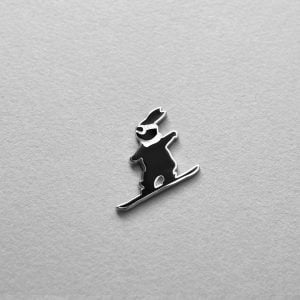 Snowboarding Bunny Enamel Pin by HamMad