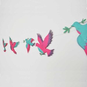 colourful birds, garland, bunting, screen printed, decoration, east end press