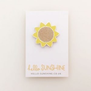 sunflower pin, enamel pin, flowers, yellow, hello sunshine