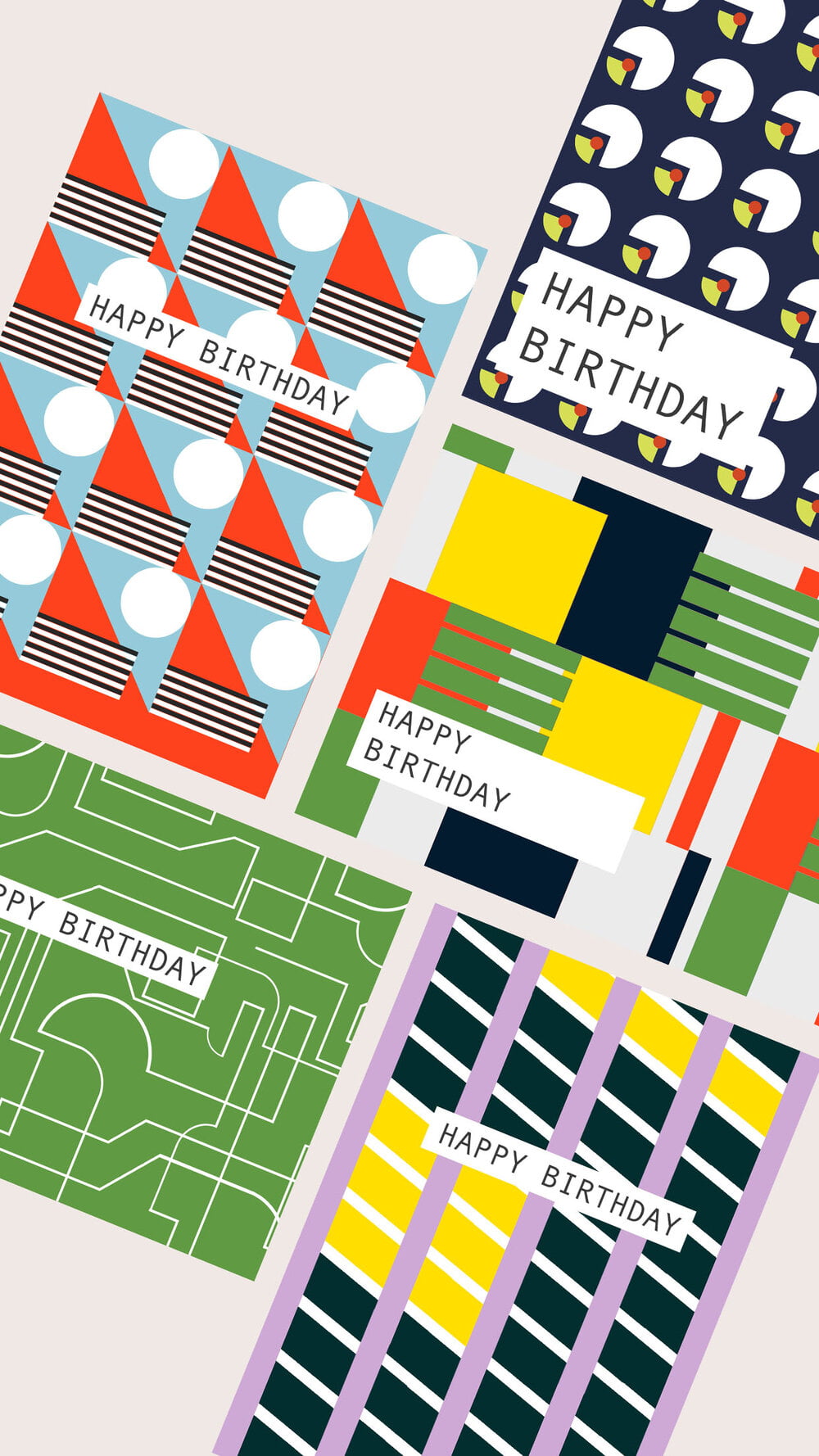 Geometric Birthday Cards Pack of 5 Everyday Cards, Packs of Cards