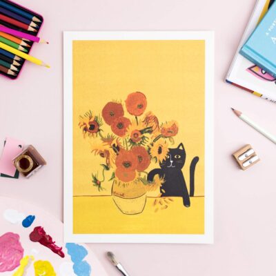 Sunflower Cat A4 Print