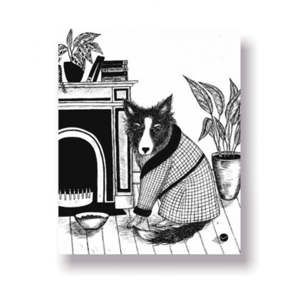 Dog in Bathrobe A4 Print