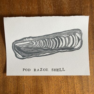 Razor Shell - A5 lino print