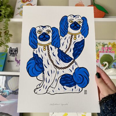 Staffordshire Spaniels A4 Print