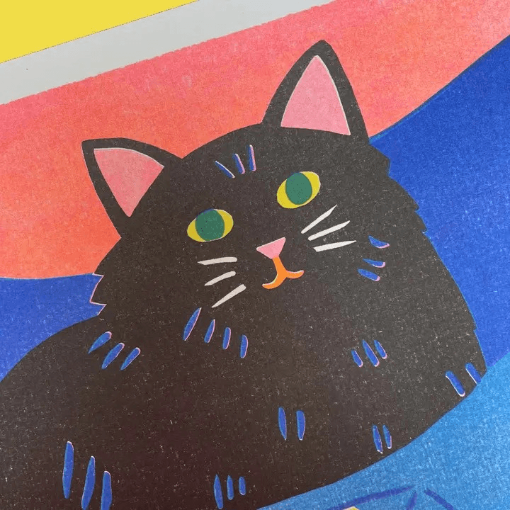 Black Cat In Ikea Bag A3 Print - Image 2