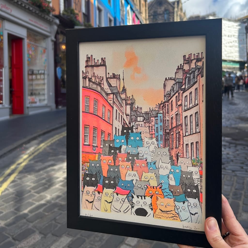Cats On Victoria Street A4 Risograph