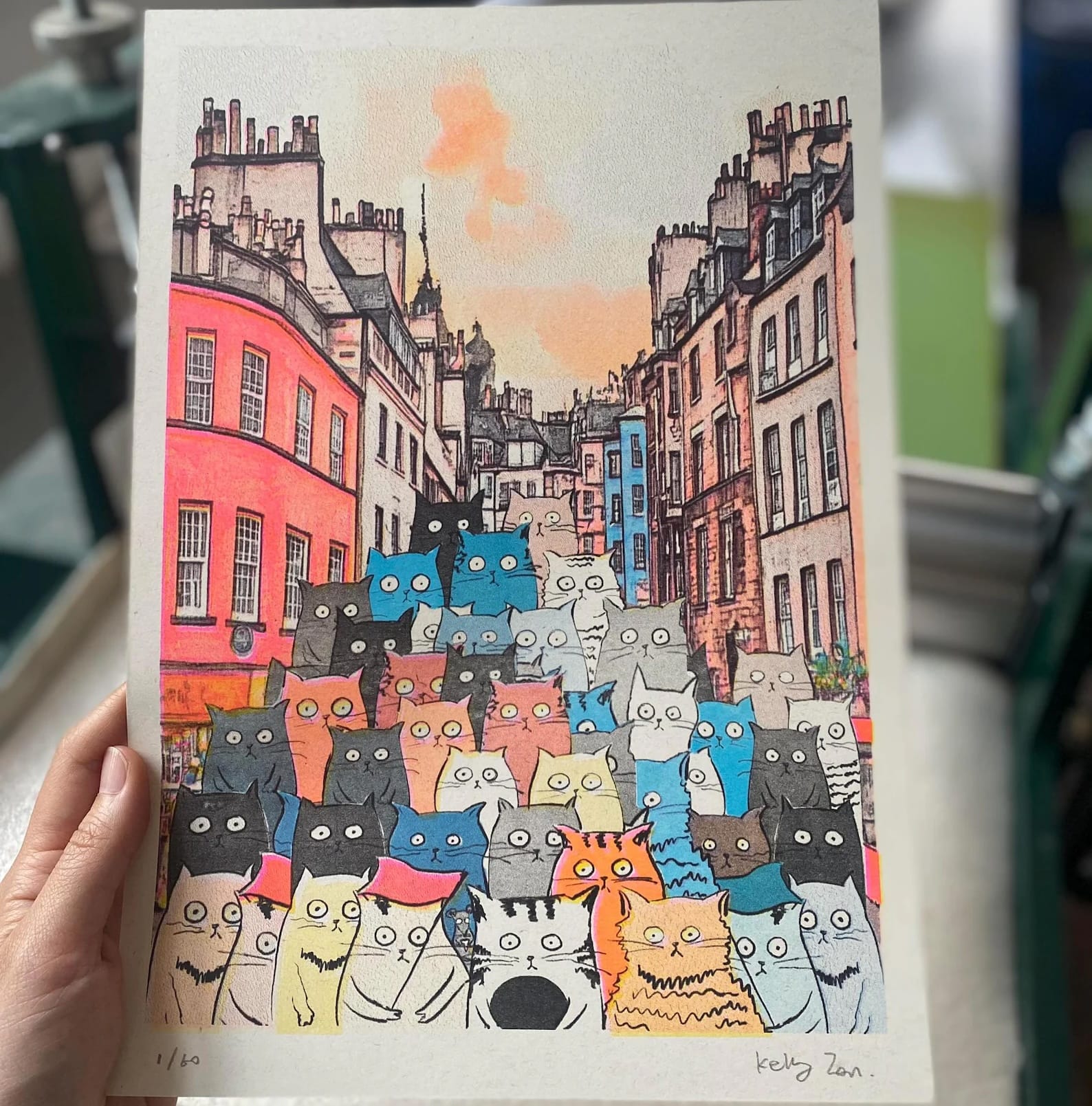 Cats On Victoria Street A4 Risograph - Image 3