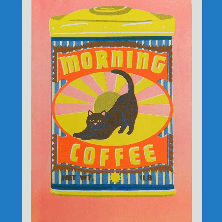 Morning Coffee Cat A4 Risograph