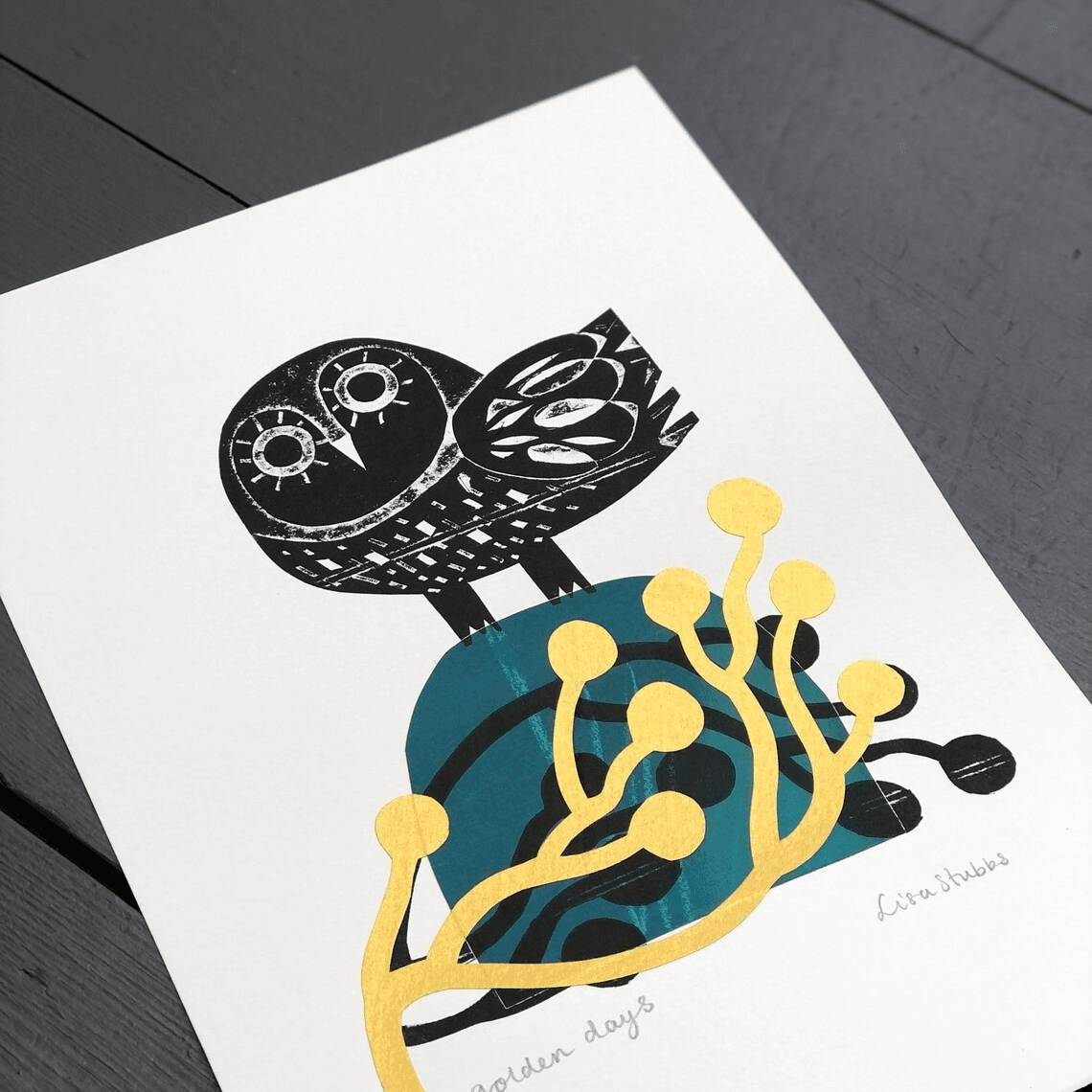 Golden Days A4 Relief Print - Image 3