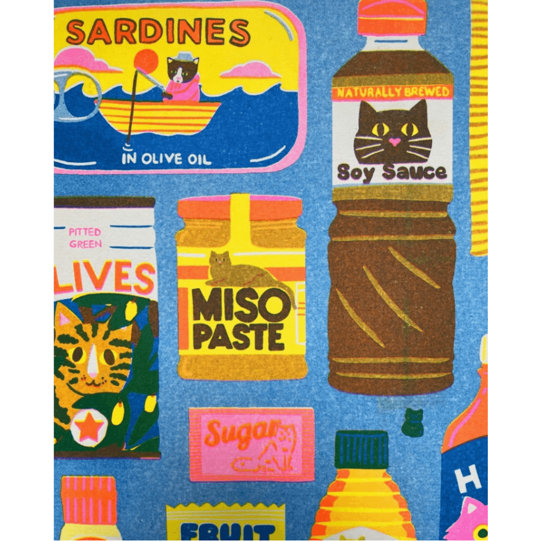 Cat Food A3 Risograph print - Image 2