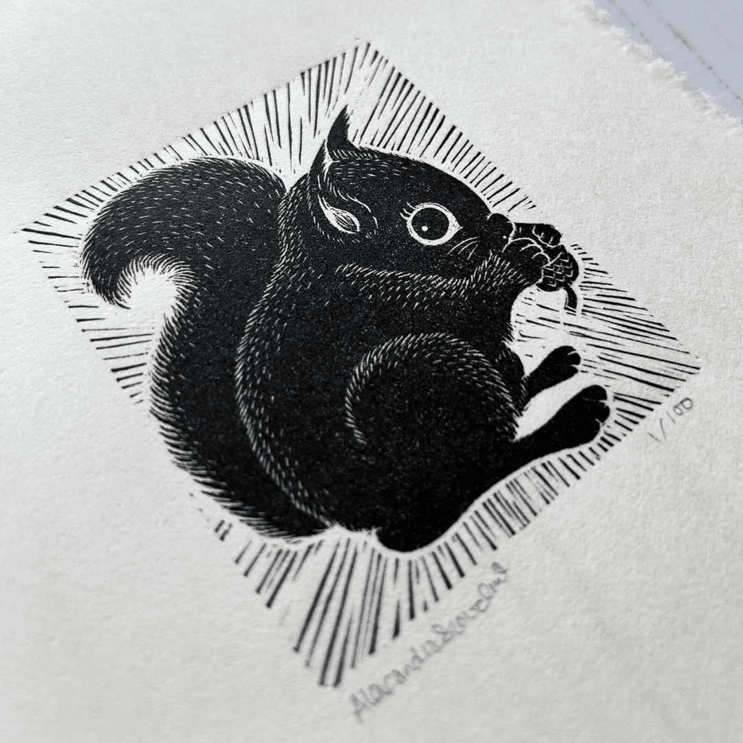 Red Squirrel Wood Block print - Image 2