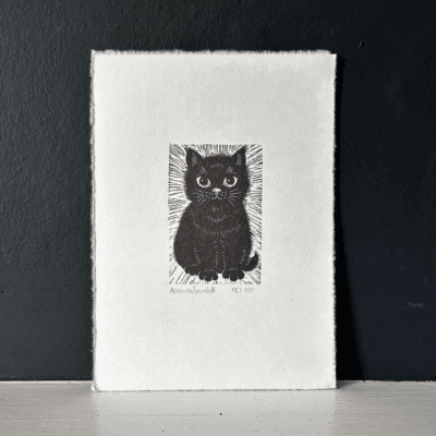 Black Cat Wood Block print