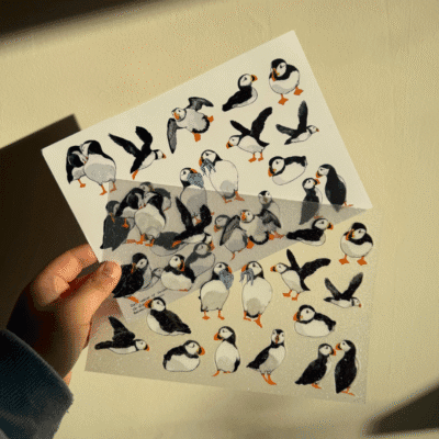Glitter Puffins Sticker Set