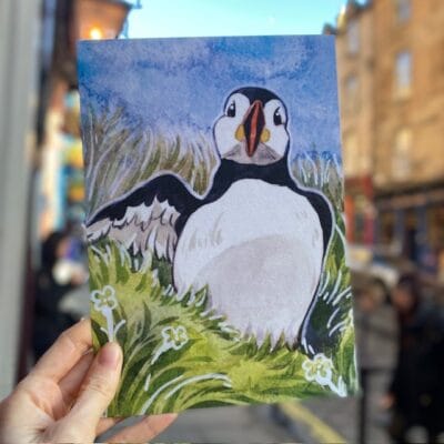 Puffin Say Hi A5 print