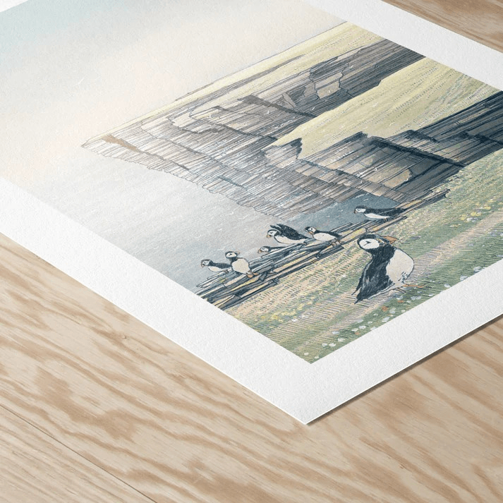Noss (Puffins) A4 Print - Image 2
