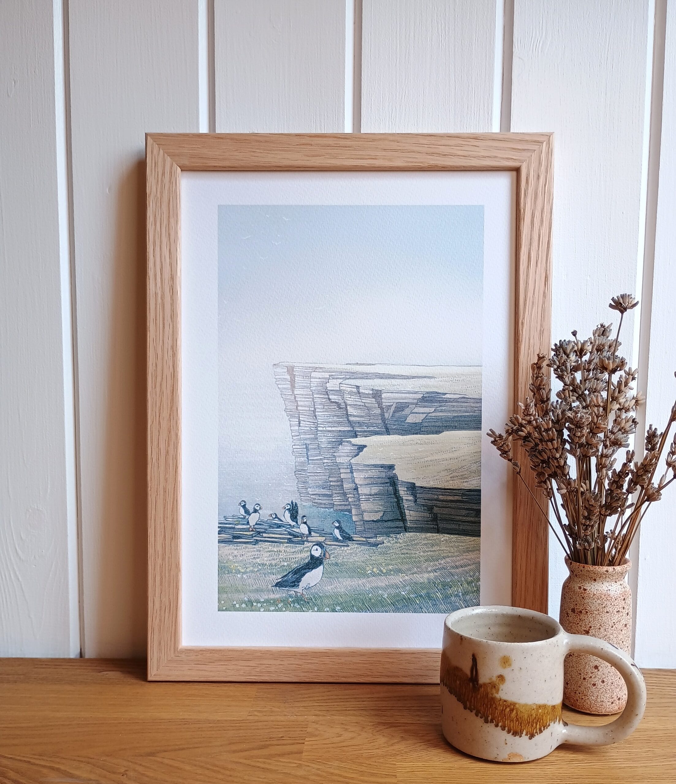 Noss (Puffins) A4 Print - Image 4