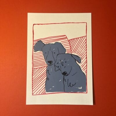 Two Blue Dogs A4 Screen Print