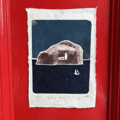 Bass Rock A5 Lino Print