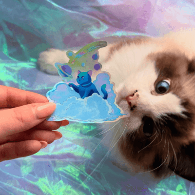 Cat In The Clouds Vinyl Sticker
