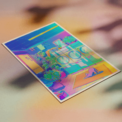 Laundry Blues A4 Holographic Print