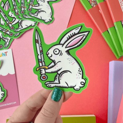 Duelling Bunny Sticker