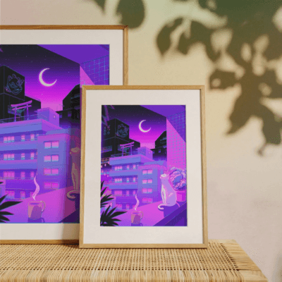 Under The Neon Moon A4 Holographic Print