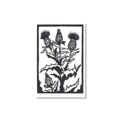 Thistles A5 Linocut