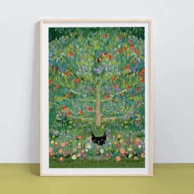 Gustav Klimt Cat in Apple Tree A4 Print