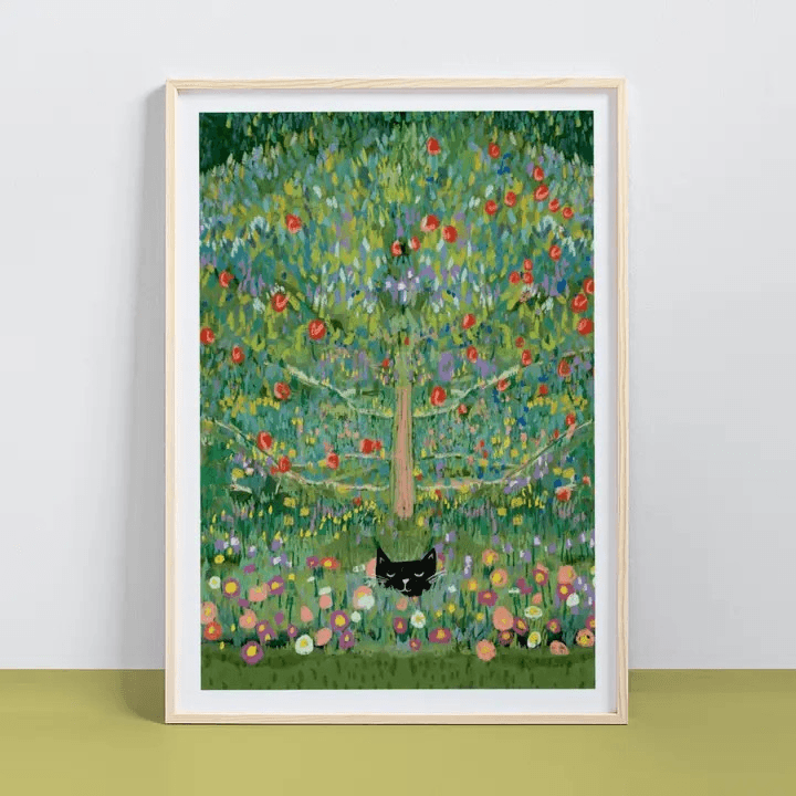 Gustav Klimt Cat in Apple Tree A4 Print