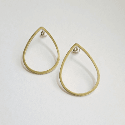 Liviana - Brass Teardrop Stud Earrings