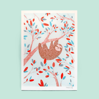 Sloth A4 Risograph Print