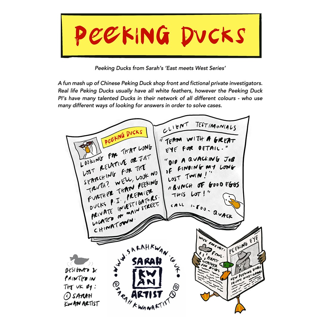 Peeking Ducks - A3 Print - Image 5