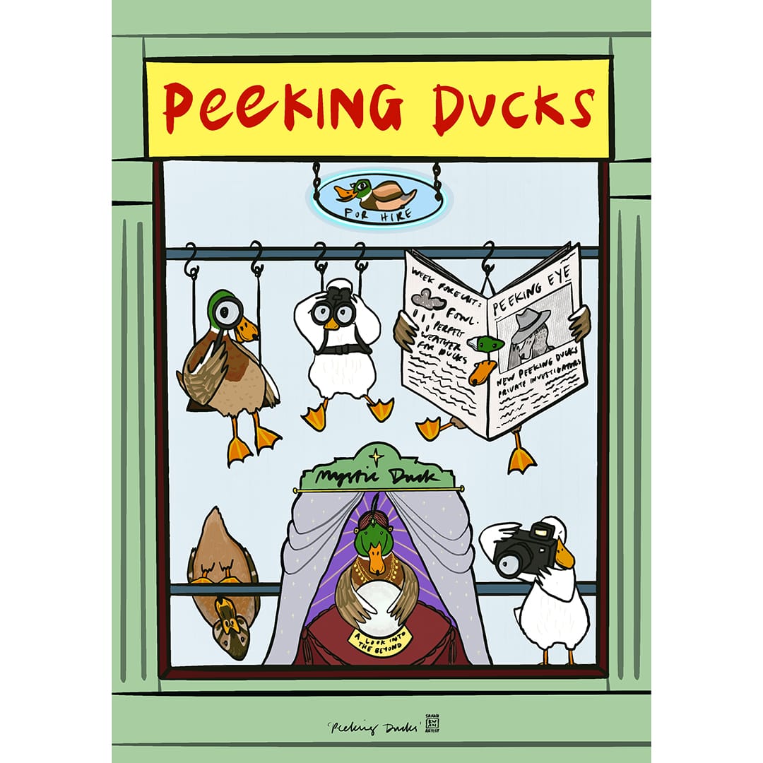 Peeking Ducks - A3 Print - Image 2