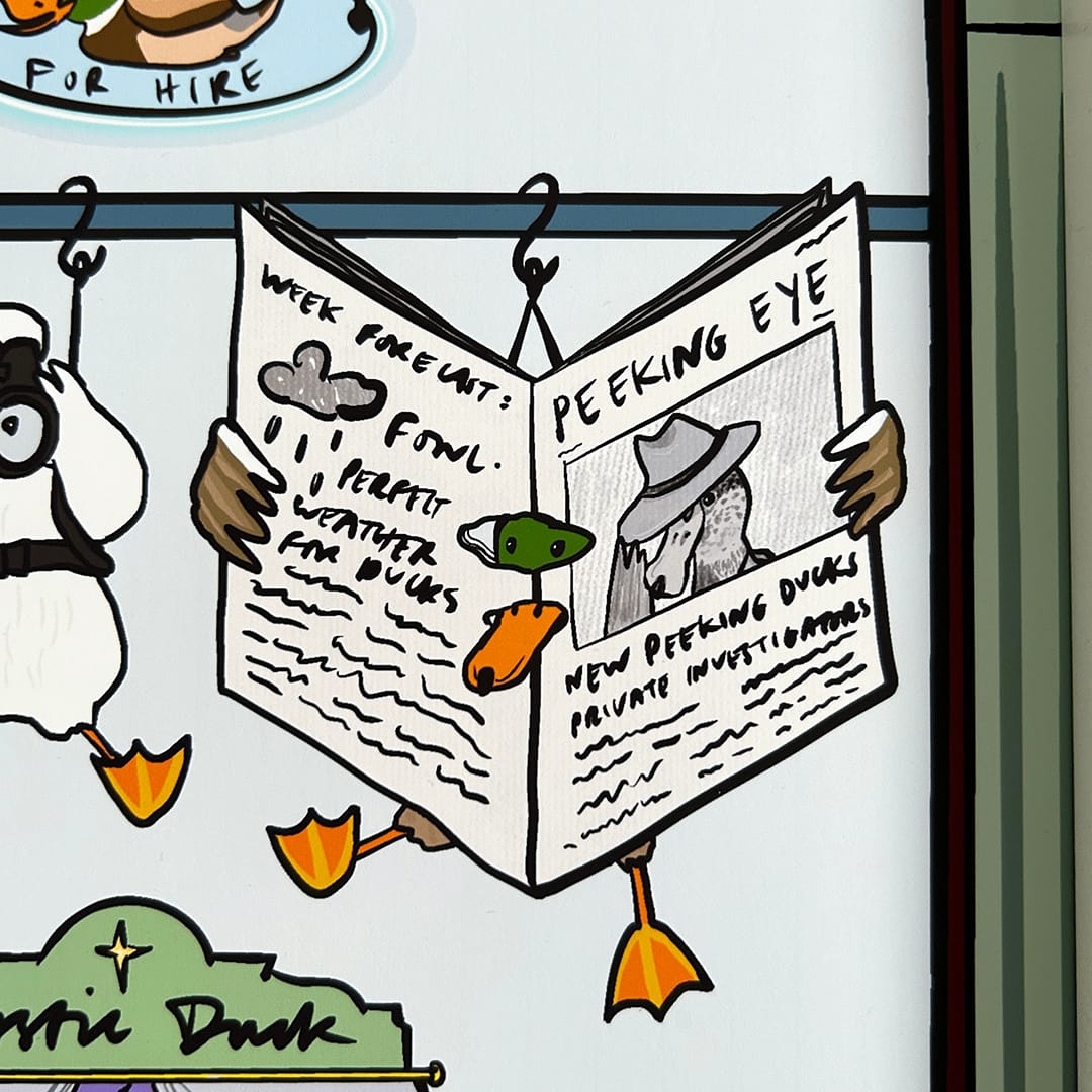 Peeking Ducks - A3 Print - Image 3
