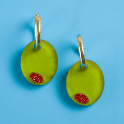 Green Olive Hoop Earrings