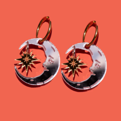 Moon and Star - Shining Illumination Hoop Earrings