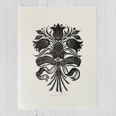 Scottish Bluebells Wood Block Print