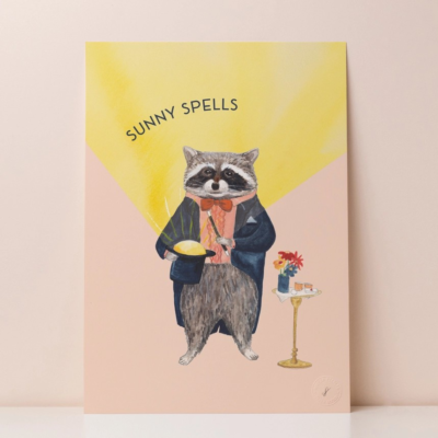 Sunny Spells Raccoon - A4 Print