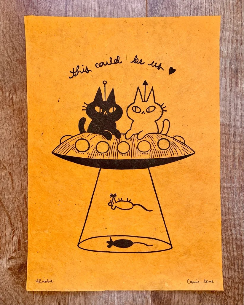 Cosmic Love A4 Lino Print - Image 2