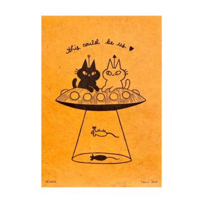 Cosmic Love A4 Lino Print