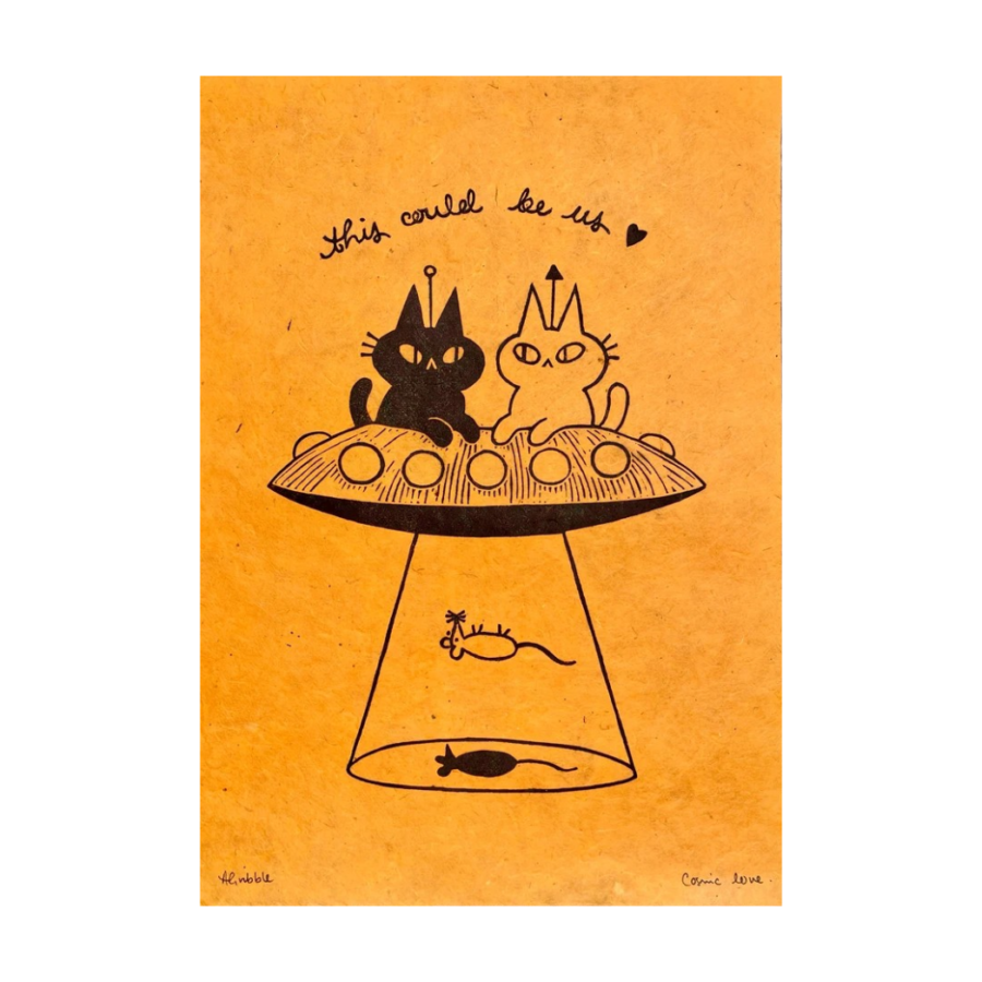 Cosmic Love A4 Lino Print