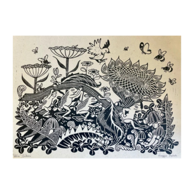 Froggie Parade A3 Lino Print