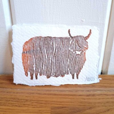 Highland Cow Mini Lino Print