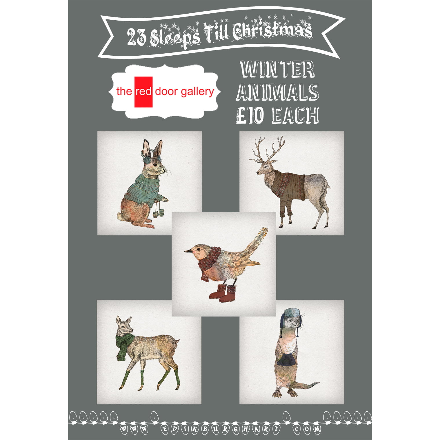 23 Sleeps Till Christmas!  Winter Animals in their Winter Woolies, £10!