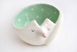 Ceramic Fox Bowl Green