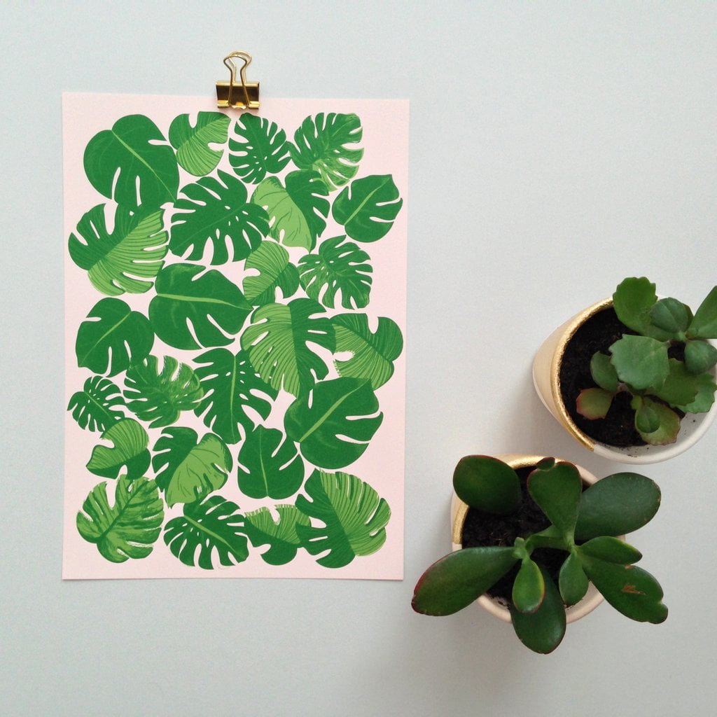 Cheese plant A4 Print on pink Paper detail 2by Hello Marilu for The Red Door Gallery