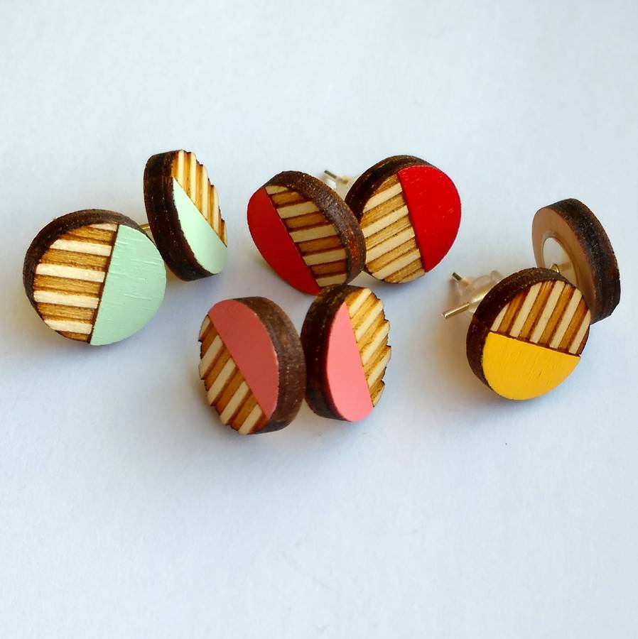 Circle Stripe Wooden Studs
