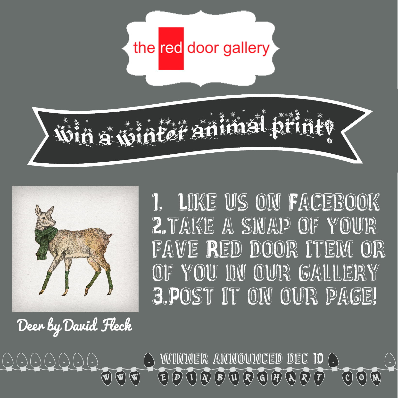 Win a David Fleck Winter Animal Print in the Great The Red Door Gallery Facebook Competition!